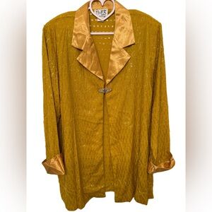 VINTAGE 3K FASHION LONG SLEEVE BLOUSE WITH SATIN TRIM NWOT